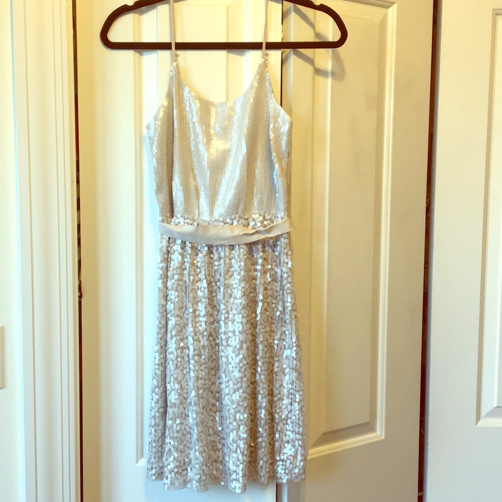 Express beige sequin mini dress. Never worn.